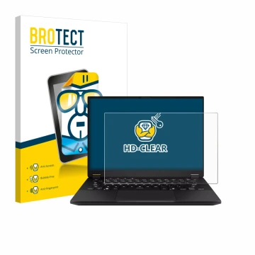 Face avant d’un emballage produit avec le logo de la marque BROTECT. À côté, l’appareil ASUS TUF Gaming A14 est représenté ave