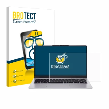 Face avant d’un emballage produit avec le logo de la marque BROTECT. À côté, l’appareil Acer Aspire Lite 15 AL15-45 est représ