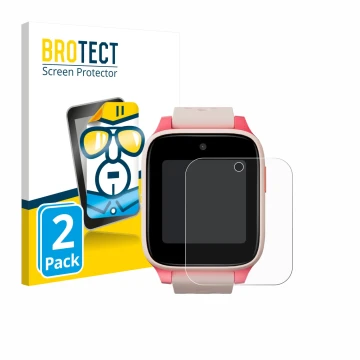 Face avant d’un emballage produit avec le logo de la marque BROTECT. À côté, l’appareil TCL Movetime Kids Watch MT46 est repré