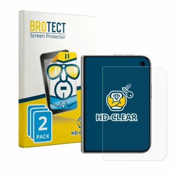 Face avant d’un emballage produit avec le logo de la marque BROTECT. À côté, l’appareil Apple iPhone Duo est représenté avec l