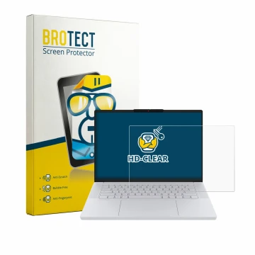 Face avant d’un emballage produit avec le logo de la marque BROTECT. À côté, l’appareil Lenovo Googlebook 15 est représenté av