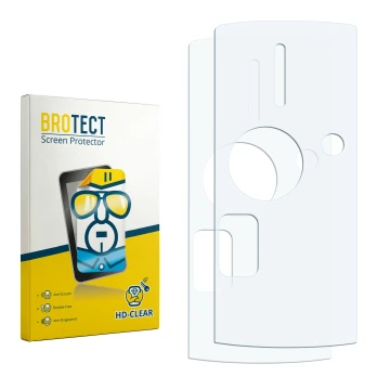 Face avant d’un emballage produit avec le logo de la marque BROTECT. À côté se trouve la protection d’écran correspondante.