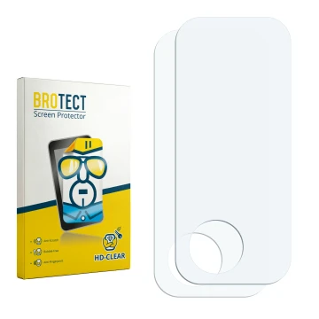 Face avant d’un emballage produit avec le logo de la marque BROTECT. À côté se trouve la protection d’écran correspondante.