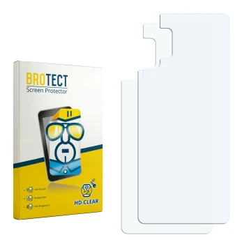Face avant d’un emballage produit avec le logo de la marque BROTECT. À côté se trouve la protection d’écran correspondante.