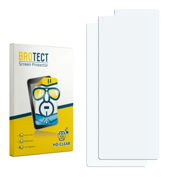 Face avant d’un emballage produit avec le logo de la marque BROTECT. À côté se trouve la protection d’écran correspondante.