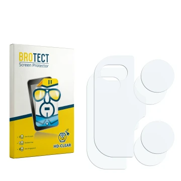 Face avant d’un emballage produit avec le logo de la marque BROTECT. À côté se trouve la protection d’écran correspondante.