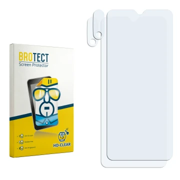 Face avant d’un emballage produit avec le logo de la marque BROTECT. À côté se trouve la protection d’écran correspondante.