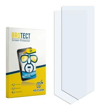 Face avant d’un emballage produit avec le logo de la marque BROTECT. À côté se trouve la protection d’écran correspondante.
