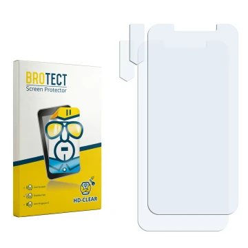 Face avant d’un emballage produit avec le logo de la marque BROTECT. À côté se trouve la protection d’écran correspondante.