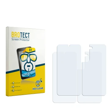 Face avant d’un emballage produit avec le logo de la marque BROTECT. À côté se trouve la protection d’écran correspondante.