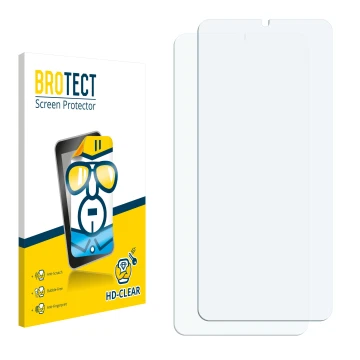 Face avant d’un emballage produit avec le logo de la marque BROTECT. À côté se trouve la protection d’écran correspondante.