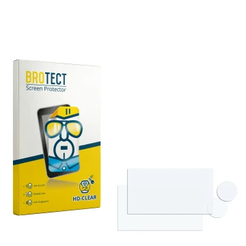 Face avant d’un emballage produit avec le logo de la marque BROTECT. À côté se trouve la protection d’écran correspondante.