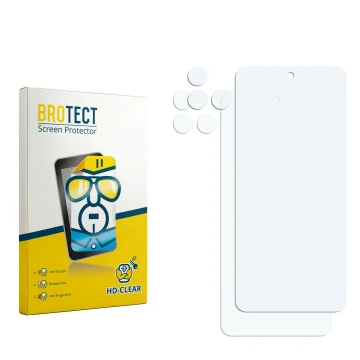 Face avant d’un emballage produit avec le logo de la marque BROTECT. À côté se trouve la protection d’écran correspondante.