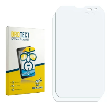 Face avant d’un emballage produit avec le logo de la marque BROTECT. À côté se trouve la protection d’écran correspondante.