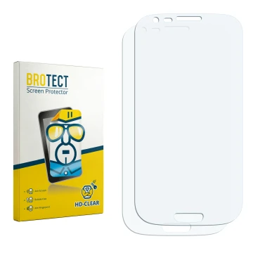 Face avant d’un emballage produit avec le logo de la marque BROTECT. À côté se trouve la protection d’écran correspondante.
