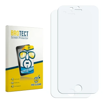Face avant d’un emballage produit avec le logo de la marque BROTECT. À côté se trouve la protection d’écran correspondante.