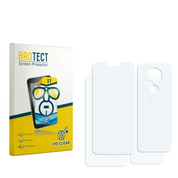 Face avant d’un emballage produit avec le logo de la marque BROTECT. À côté se trouve la protection d’écran correspondante.