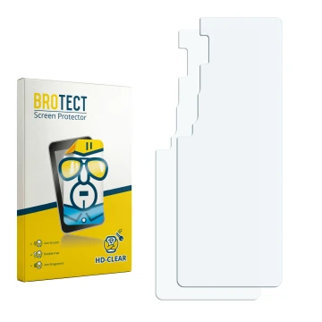 Face avant d’un emballage produit avec le logo de la marque BROTECT. À côté se trouve la protection d’écran correspondante.