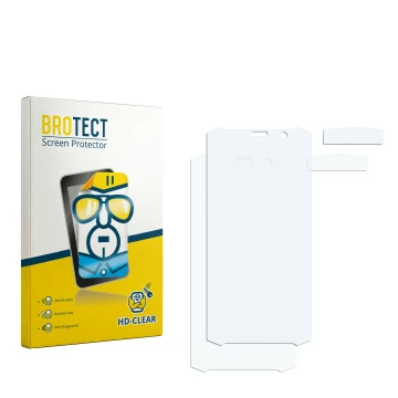 Face avant d’un emballage produit avec le logo de la marque BROTECT. À côté se trouve la protection d’écran correspondante.