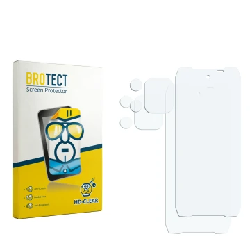 Face avant d’un emballage produit avec le logo de la marque BROTECT. À côté se trouve la protection d’écran correspondante.