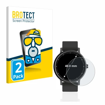 Face avant d’un emballage produit avec le logo de la marque BROTECT. À côté, l’appareil Montres (Circulaire, ø: 40 mm) est rep