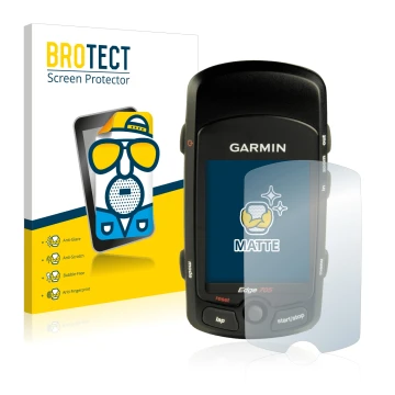 Face avant d’un emballage produit avec le logo de la marque BROTECT. À côté, l’appareil Garmin Edge 705 est représenté avec la