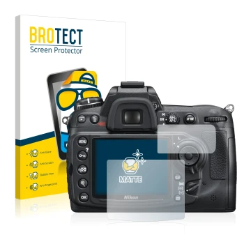 Face avant d’un emballage produit avec le logo de la marque BROTECT. À côté, l’appareil Nikon D300S est représenté avec la pro
