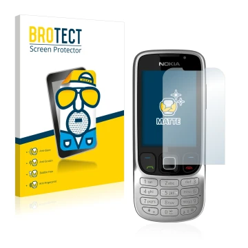 Face avant d’un emballage produit avec le logo de la marque BROTECT. À côté, l’appareil Nokia 6303i classic est représenté ave