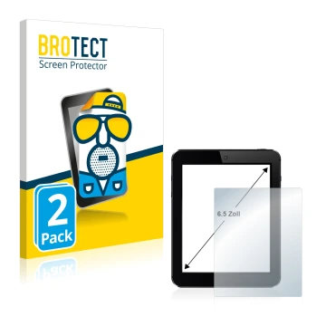 Face avant d’un emballage produit avec le logo de la marque BROTECT. À côté, l’appareil est représenté avec la protection d’éc