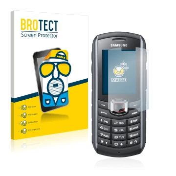 Face avant d’un emballage produit avec le logo de la marque BROTECT. À côté, l’appareil Samsung GT-B2710 est représenté avec l