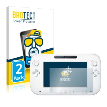 Face avant d’un emballage produit avec le logo de la marque BROTECT. À côté, l’appareil Nintendo Wii U GamePad (Controller) es