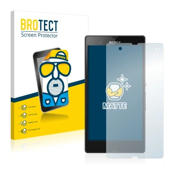 Face avant d’un emballage produit avec le logo de la marque BROTECT. À côté, l’appareil Sony Xperia Z C6602 C6603 est représen
