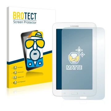 Face avant d’un emballage produit avec le logo de la marque BROTECT. À côté, l’appareil Samsung Galaxy Tab 3 7.0 Lite est repr