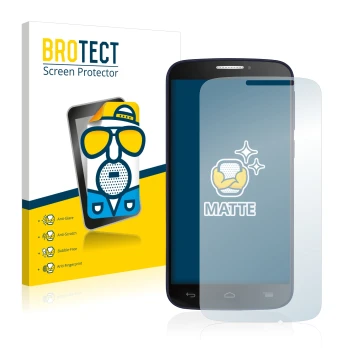 Face avant d’un emballage produit avec le logo de la marque BROTECT. À côté, l’appareil Alcatel One Touch Pop C7 7040E est rep