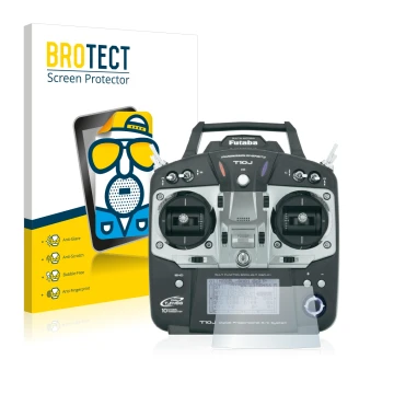 Face avant d’un emballage produit avec le logo de la marque BROTECT. À côté, l’appareil Robbe Futaba T10J est représenté avec 