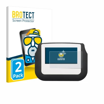 Face avant d’un emballage produit avec le logo de la marque BROTECT. À côté, l’appareil Signotec Signature Pad Sigma est repré