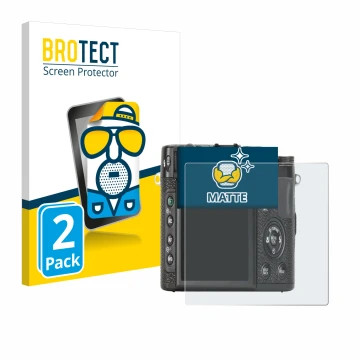 Face avant d’un emballage produit avec le logo de la marque BROTECT. À côté, l’appareil Fujifilm X10 est représenté avec la pr