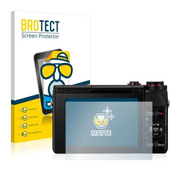 Face avant d’un emballage produit avec le logo de la marque BROTECT. À côté, l’appareil Canon PowerShot G7 X G7X est représent