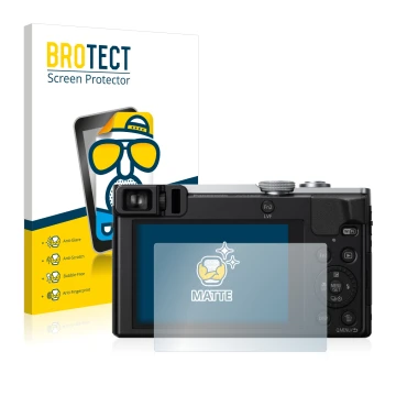 Face avant d’un emballage produit avec le logo de la marque BROTECT. À côté, l’appareil Panasonic Lumix DMC-TZ70 est représent