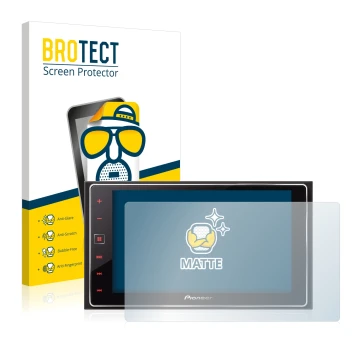 Face avant d’un emballage produit avec le logo de la marque BROTECT. À côté, l’appareil Pioneer SPH-DA120 est représenté avec 