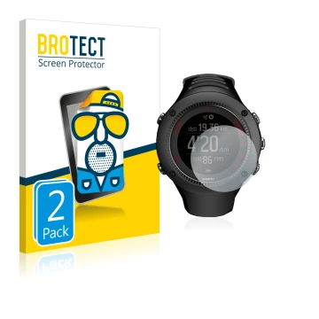 Face avant d’un emballage produit avec le logo de la marque BROTECT. À côté, l’appareil Suunto Ambit3 Run Black est représenté