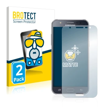 Face avant d’un emballage produit avec le logo de la marque BROTECT. À côté, l’appareil Samsung Galaxy J5 2015 est représenté 