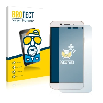 Face avant d’un emballage produit avec le logo de la marque BROTECT. À côté, l’appareil Coolpad Ivvi Little i est représenté a