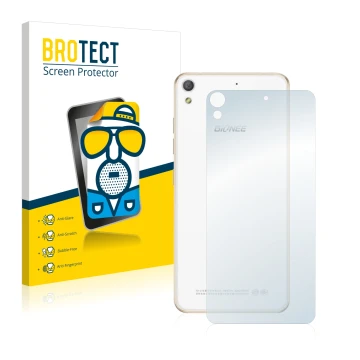Face avant d’un emballage produit avec le logo de la marque BROTECT. À côté, l’appareil Gionee Elife S5.1 Pro (Dos) est représ