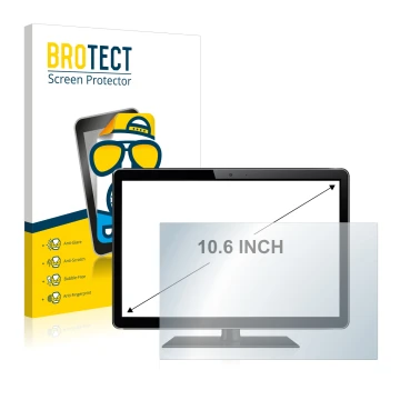 Face avant d’un emballage produit avec le logo de la marque BROTECT. À côté, l’appareil est représenté avec la protection d’éc