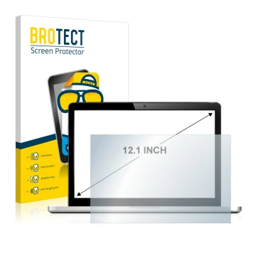 Face avant d’un emballage produit avec le logo de la marque BROTECT. À côté, l’appareil est représenté avec la protection d’éc