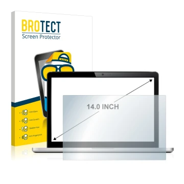 Face avant d’un emballage produit avec le logo de la marque BROTECT. À côté, l’appareil est représenté avec la protection d’éc