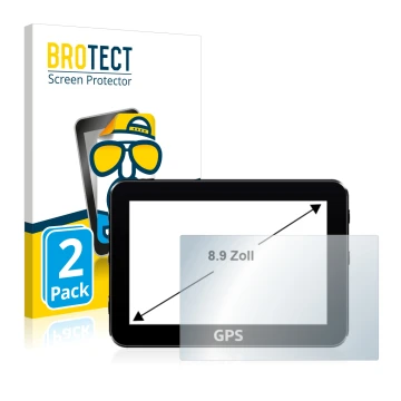 Face avant d’un emballage produit avec le logo de la marque BROTECT. À côté, l’appareil est représenté avec la protection d’éc