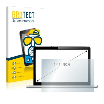 Face avant d’un emballage produit avec le logo de la marque BROTECT. À côté, l’appareil est représenté avec la protection d’éc