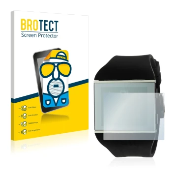 Face avant d’un emballage produit avec le logo de la marque BROTECT. À côté, l’appareil The One Slim Square est représenté ave